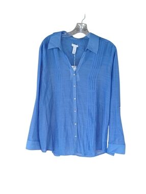 Chico's Amparo Blue Sheer Rapture Carter Blouse Size 12